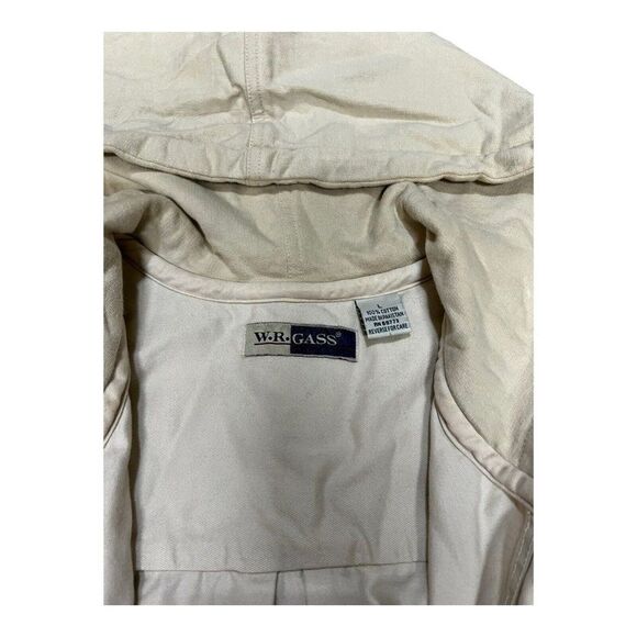 W.R. Gass Men's Vintage Cream Lightweight Button Up Hooded Jacket Size Large - Picture 2 of 8